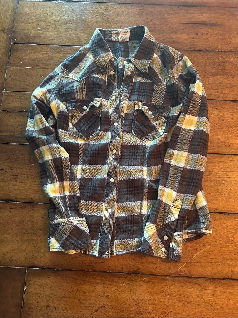 True Religion Plaid Button-Down Shirt - Brown & Yellow